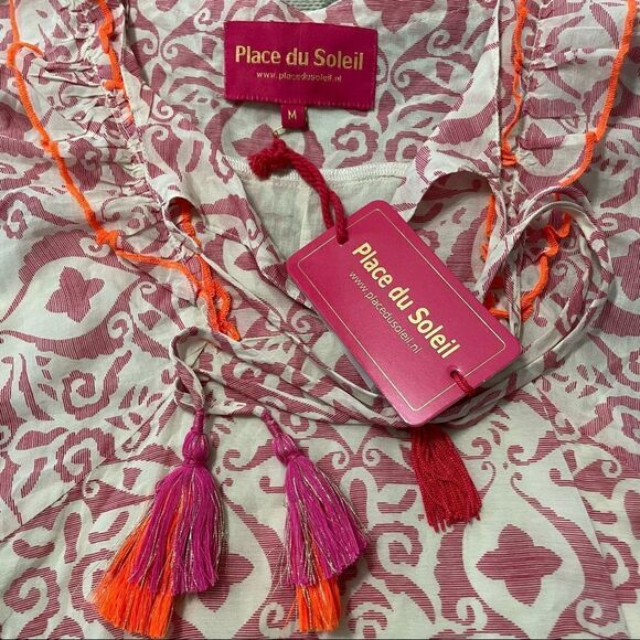PLACE DU SOLEIL, PINK FRILLY DRESS SZ-M NWT! - Picture 2 of 9